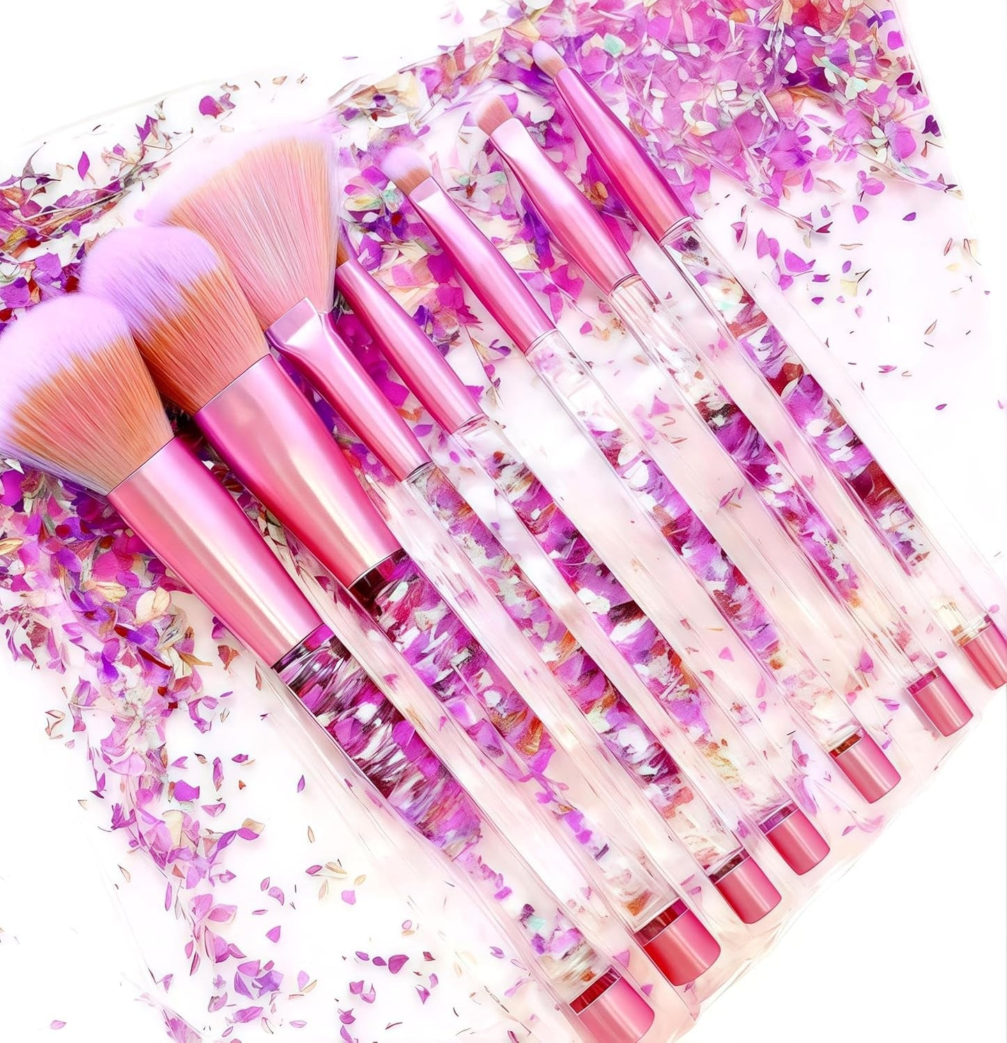 Unicorn Fan Makeup Brush Set,Crystal Sparkles Blue Blush Powder Fan Lip Eye Shadow Eyebrow Eye Blender Brush in Set