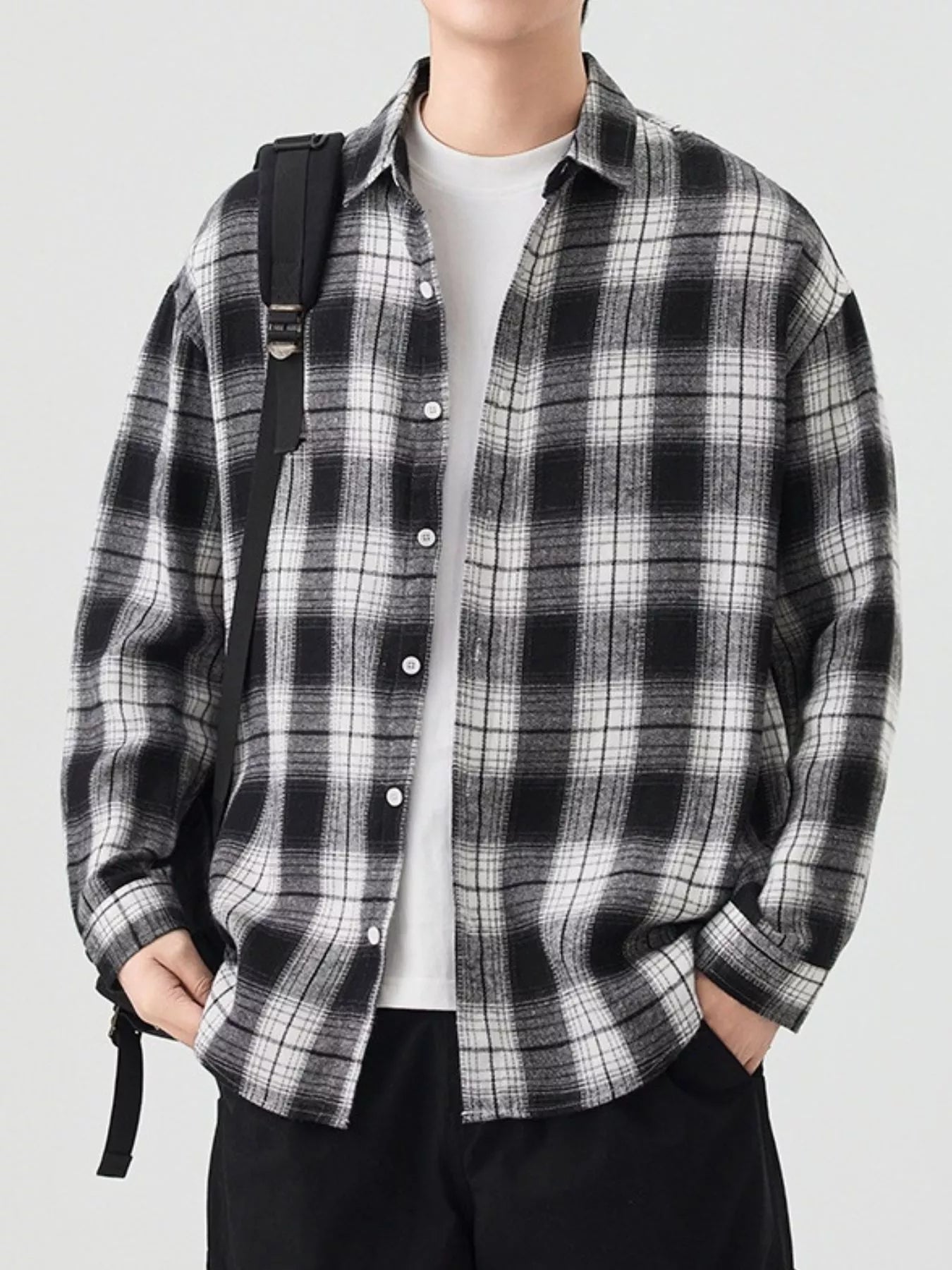 Men's Plus Size Casual Plaid Button Up Shirt