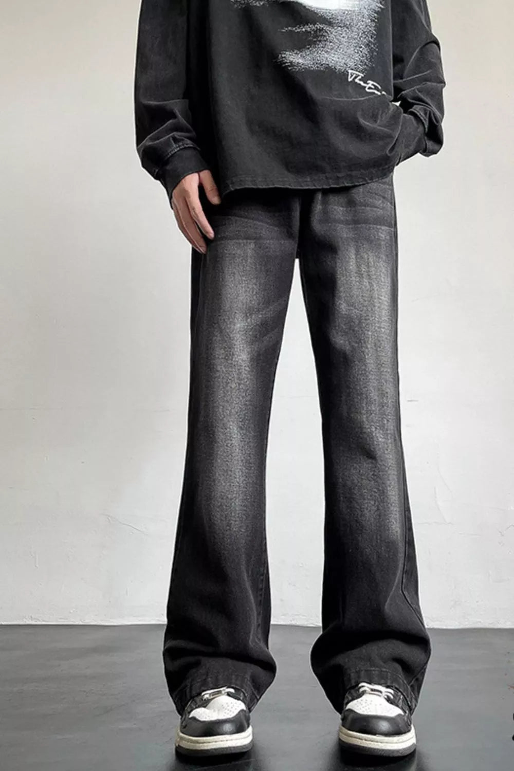 Men's Full Size Vintage Wash Wide Leg Jeans Plus Size