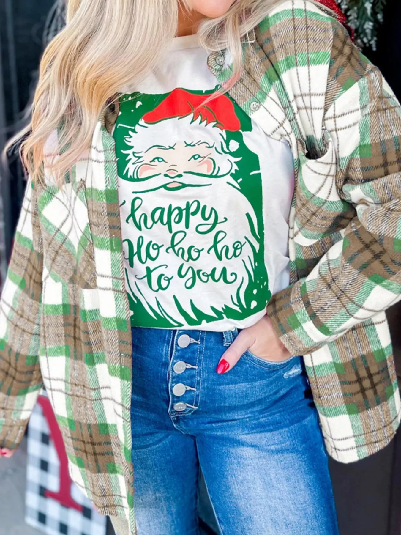 Plaid Button-Down Long Sleeve Shacket