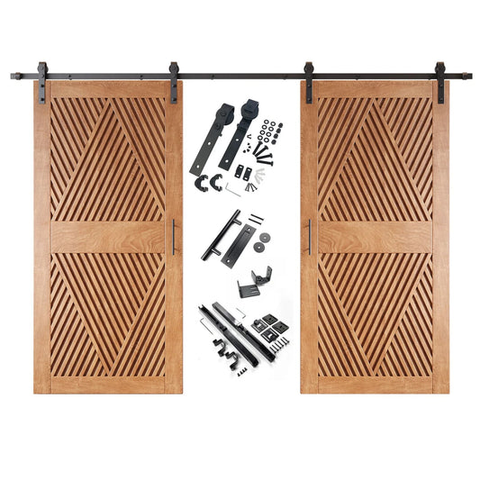 Diamond Pattern Double Door Barn Door Kit | Black Barn Door Hardware