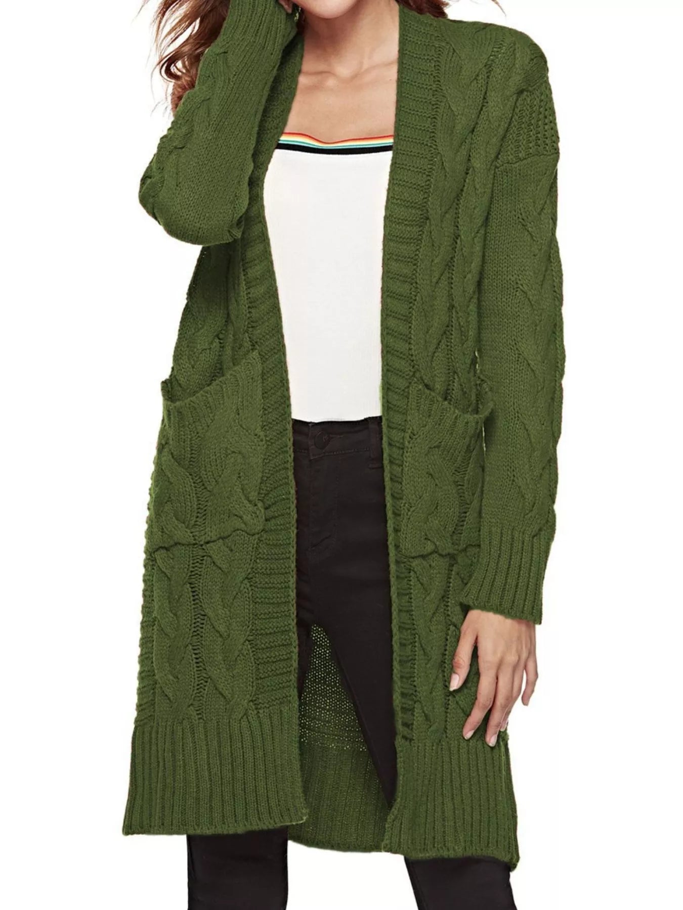 Full Size Chunky Knit Open Front Cardigan Plus Size