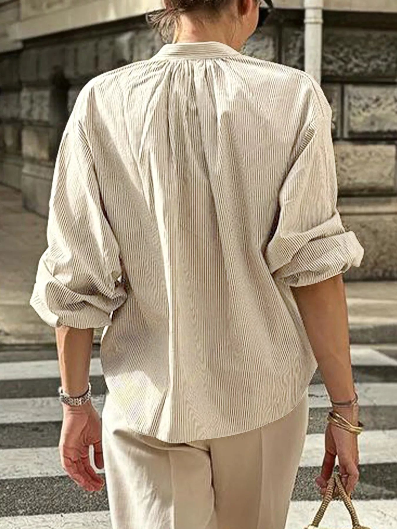 Striped Tie-Front Long Sleeve Shirt
