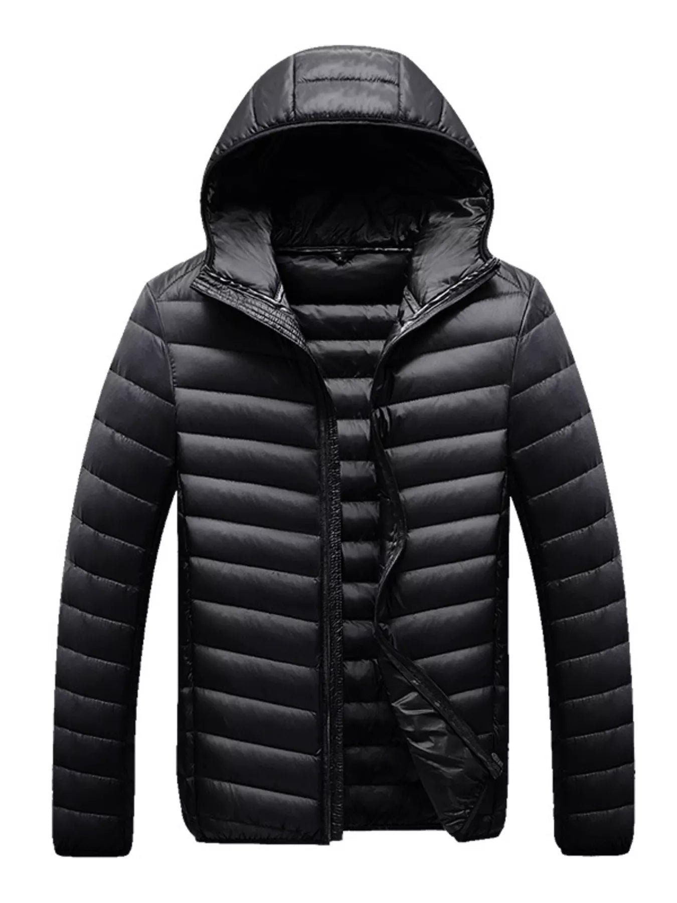 Men's Plus Size Lightweight Hooded Puffer Jacket