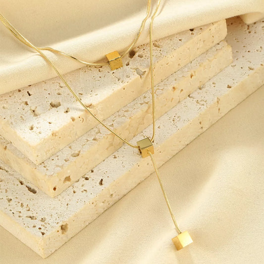 18K Gold-Plated Double Layered Geometric Necklace