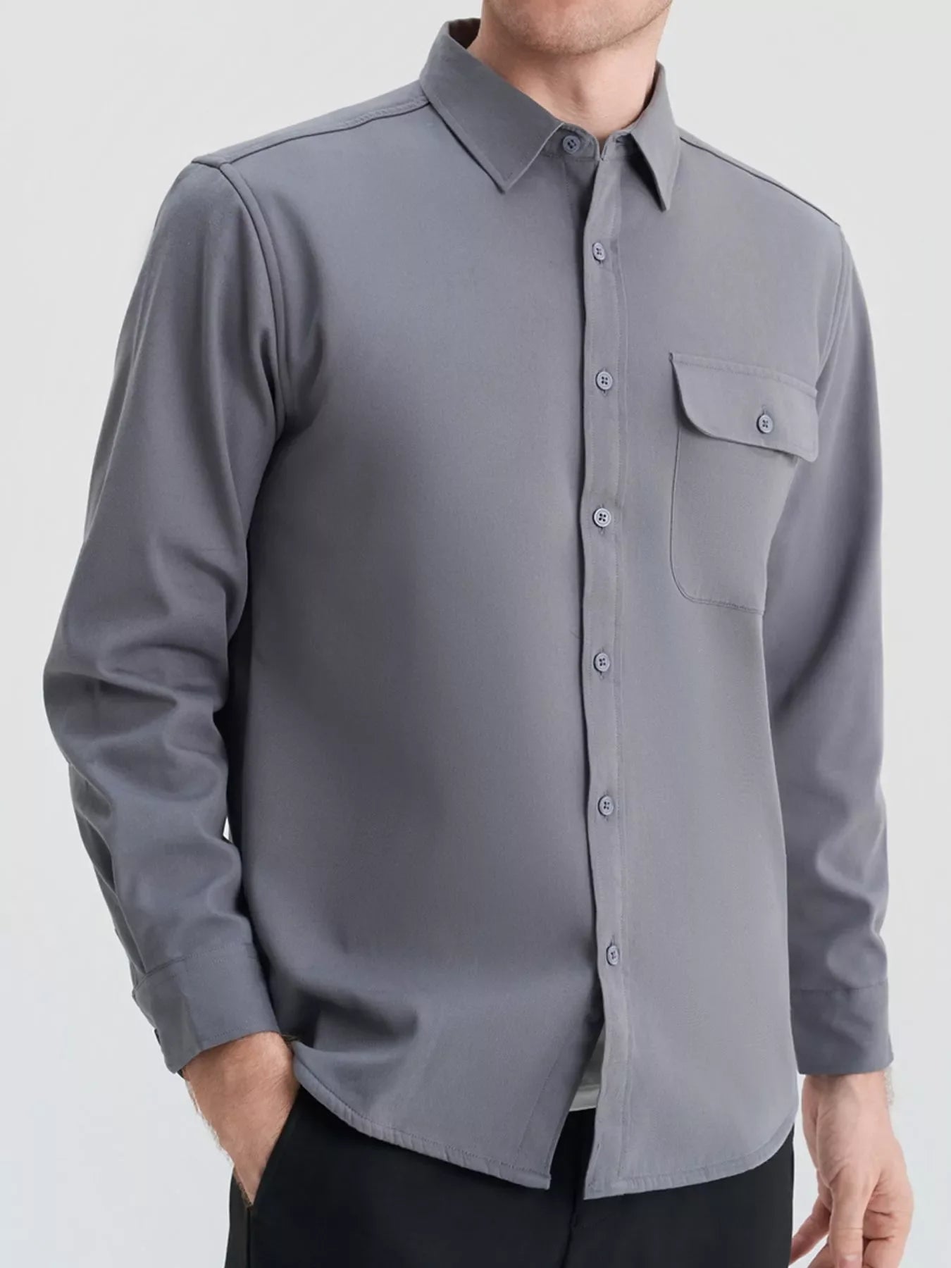Men's Plus Size Button Up Long Sleeve Shirt