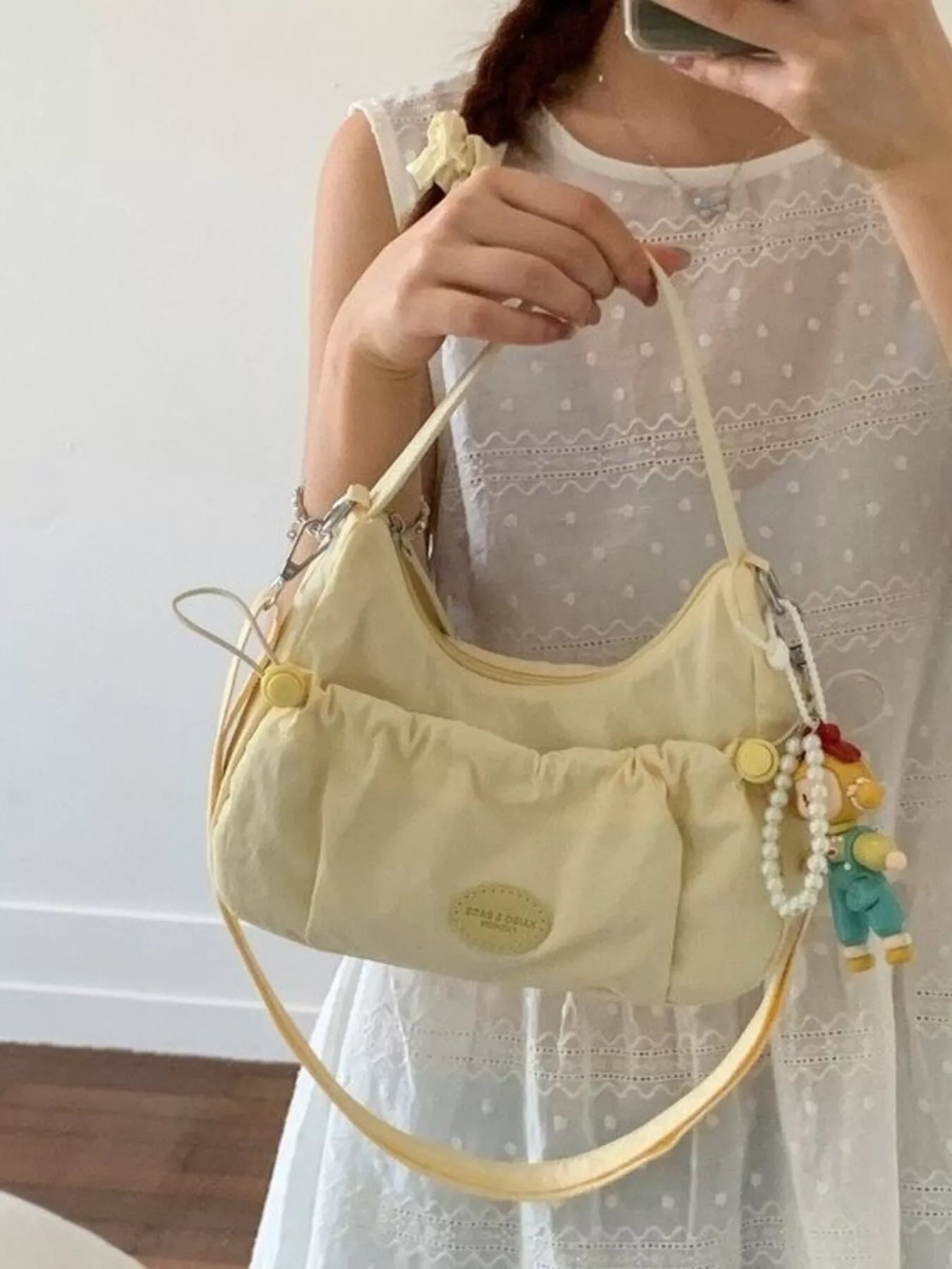 Drawstring Ruched Lightweight Crossbody Bag