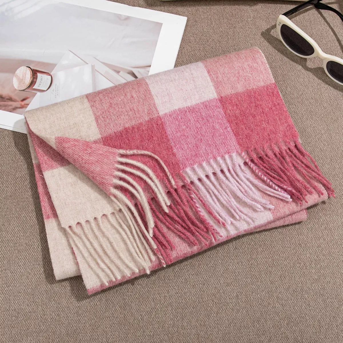 Plaid Fringe Scarf