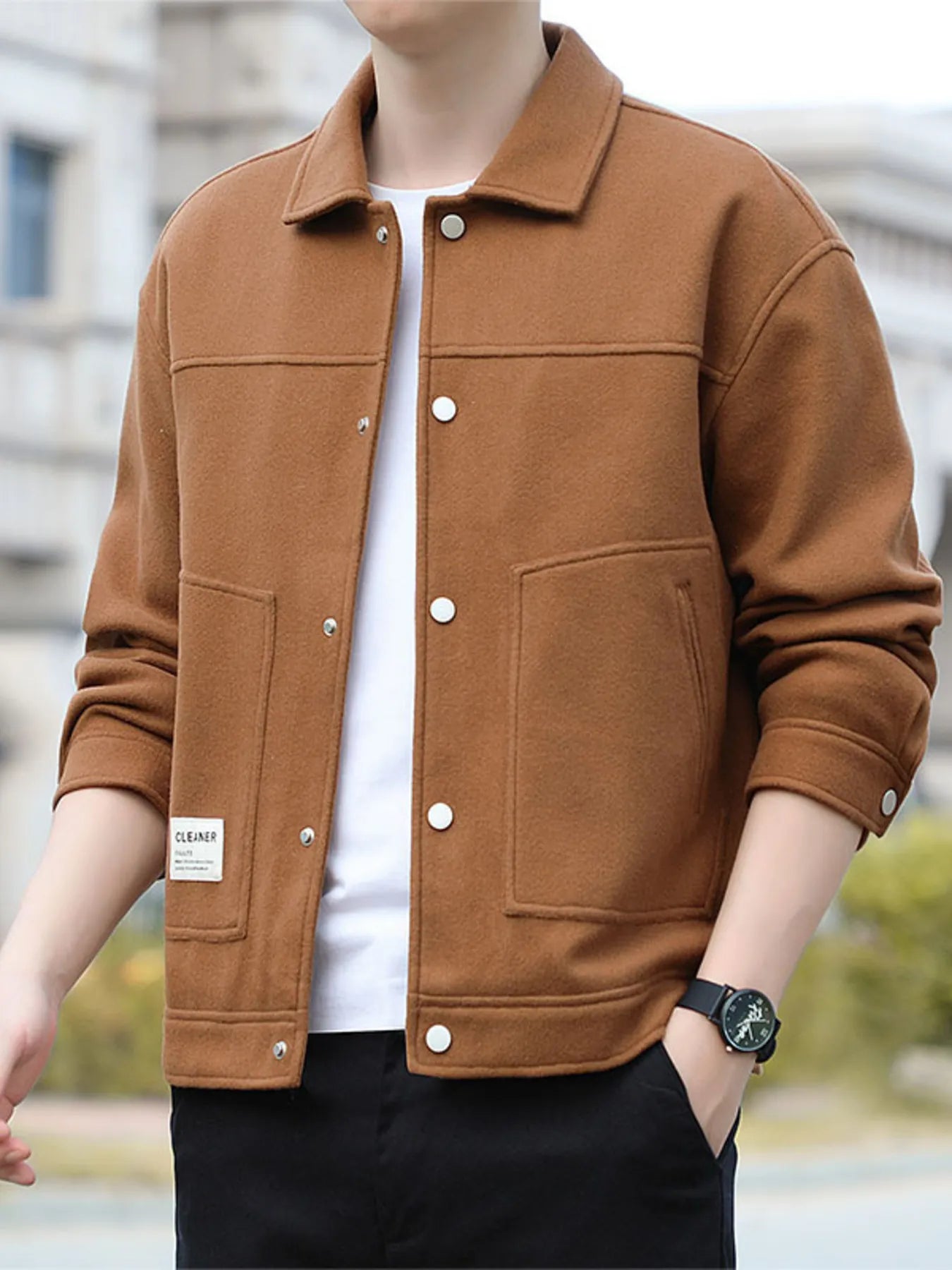 Men's Plus Size Casual Snap-Down Jacket