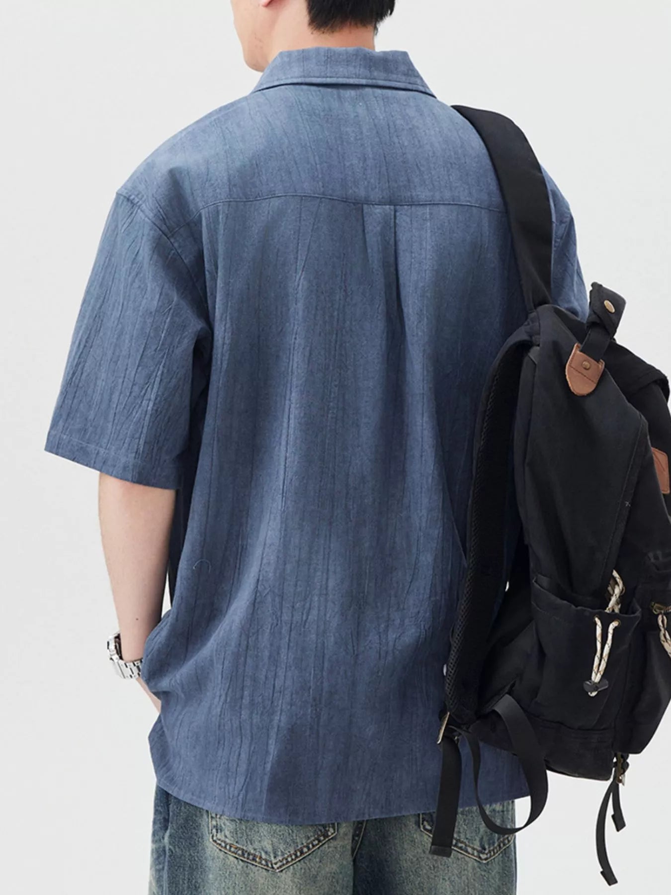 Men's Plus Size Casual Short Sleeve Shirt with Pocket