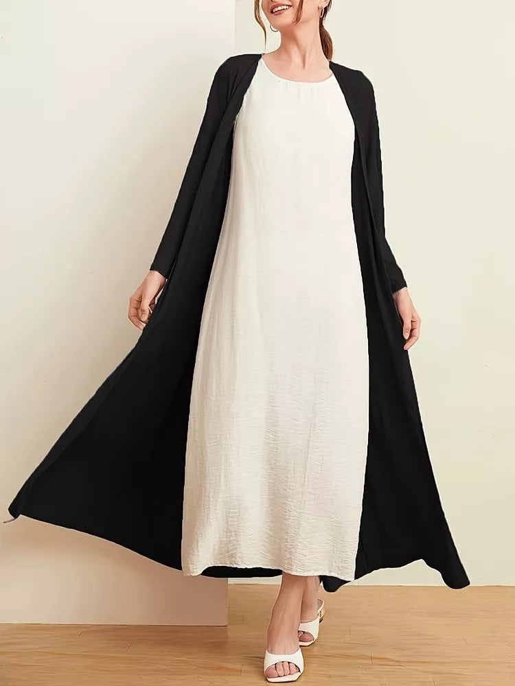 Open Front Long Sleeve Longline Cardigan