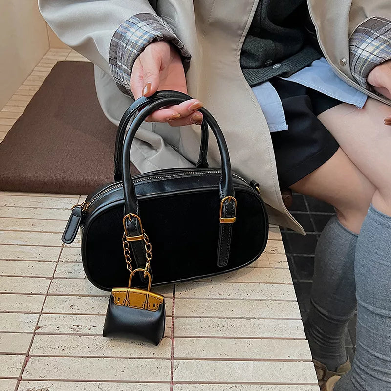 Barrel Crossbody Bag with Detachable Charm