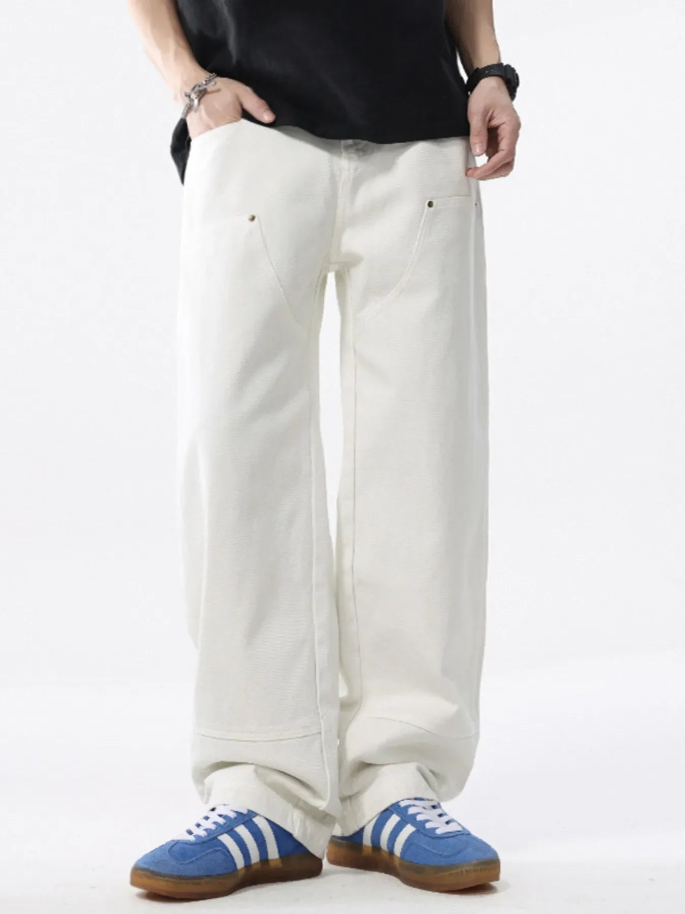 Men's Full Size Distressed Wide Leg Jeans Plus Size