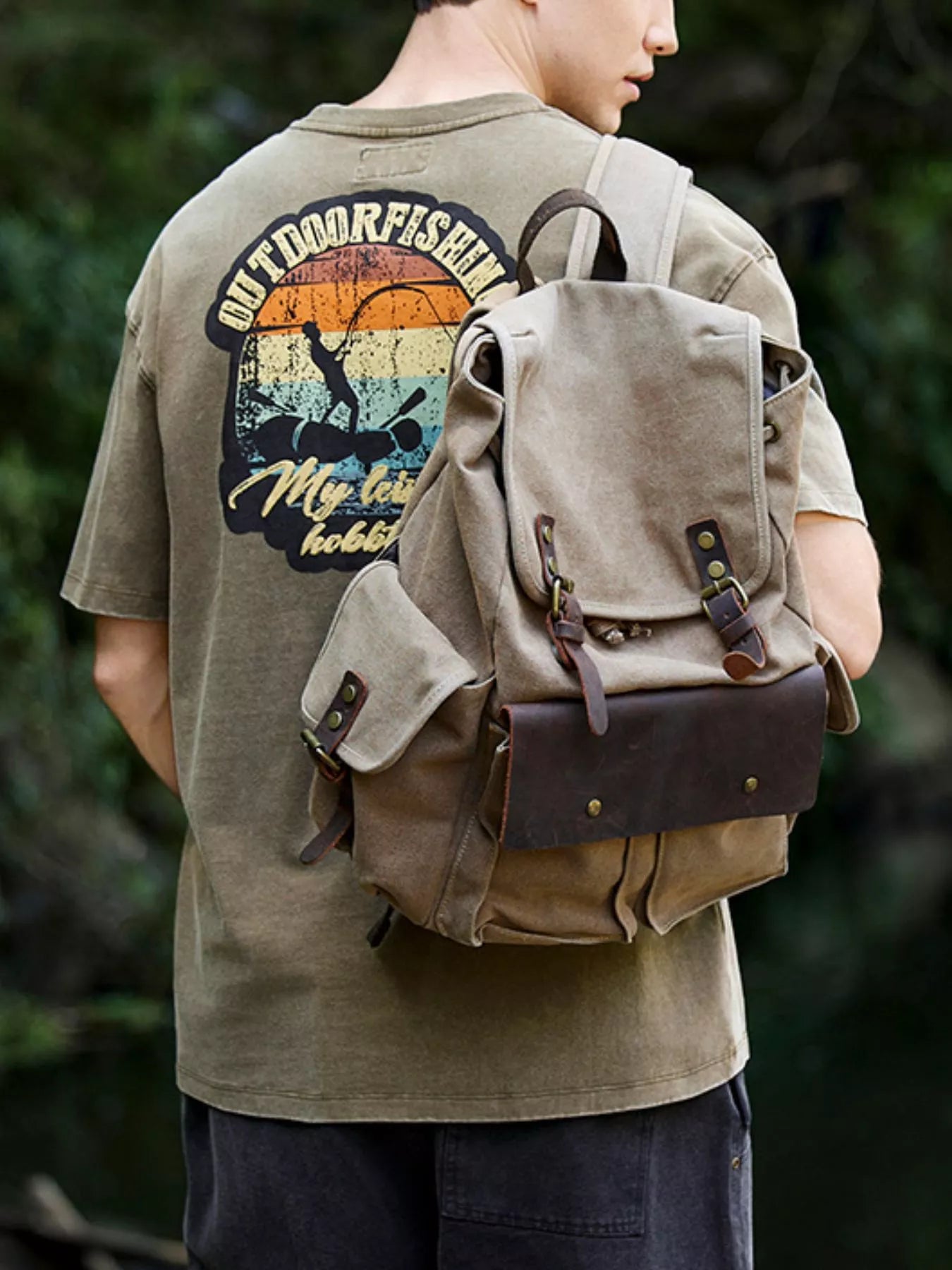 Men's Plus Size Outdoor Fishing Graphic Relaxed Fit T-Shirt