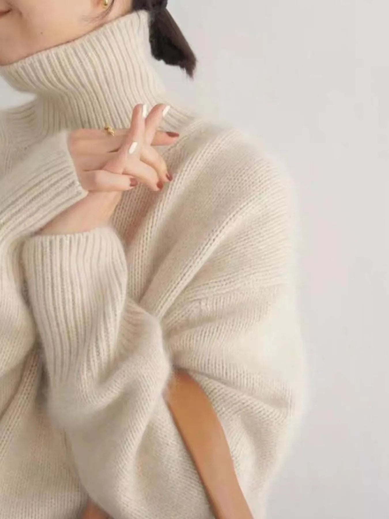 Turtleneck Dropped Shoulder Sweater