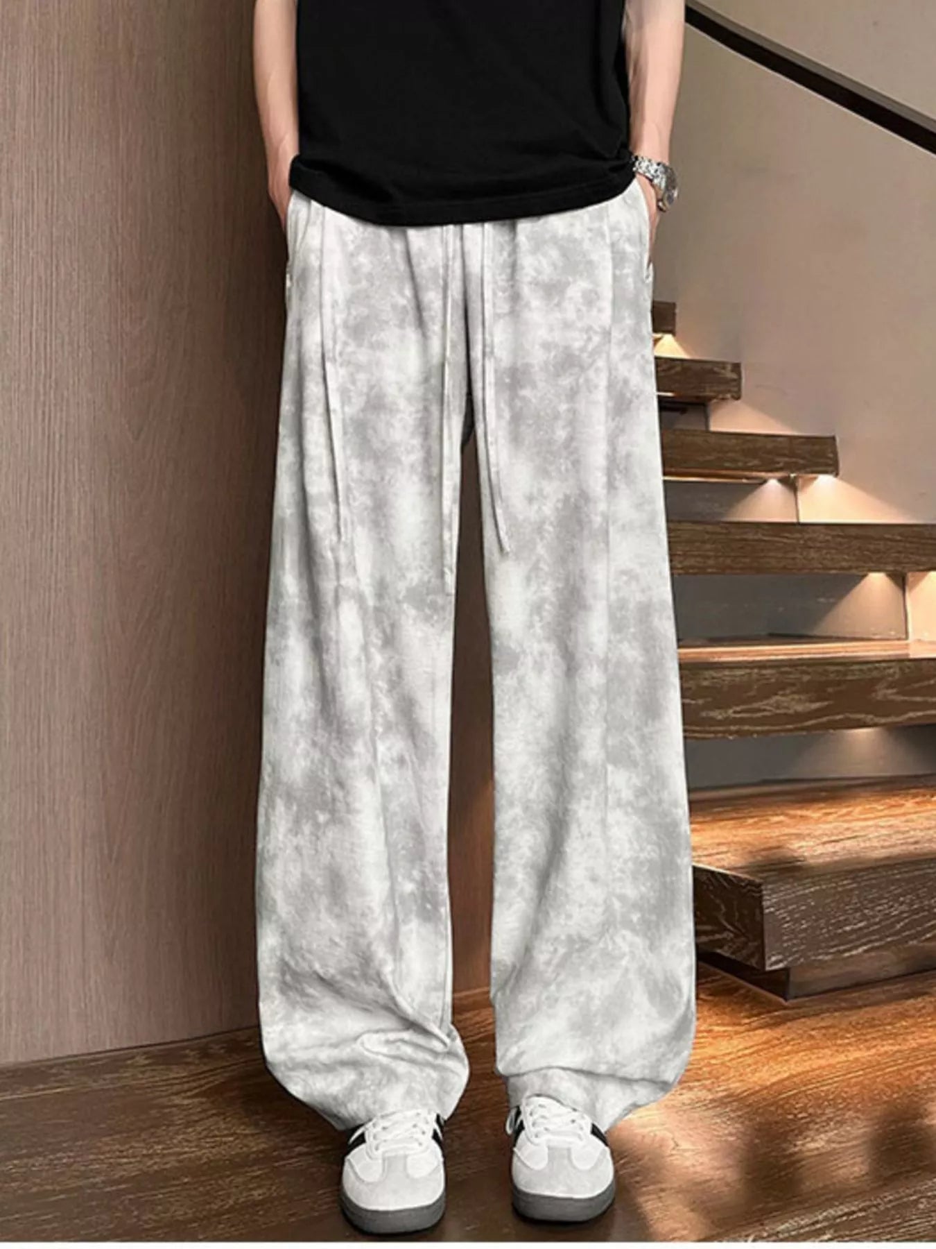 Men's Full Size Tie-Dye Loose Fit Casual Pants Plus Size
