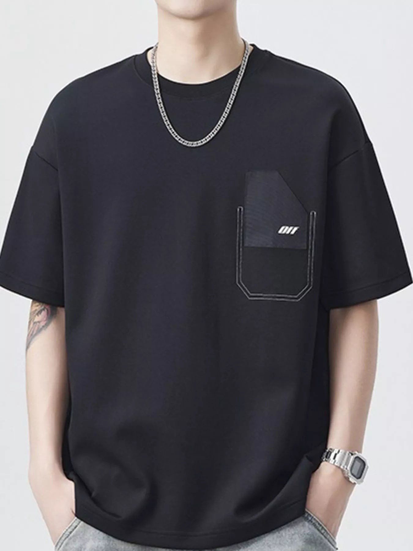 Men's Plus Size Casual Pocket Design Short Sleeve T-Shirt