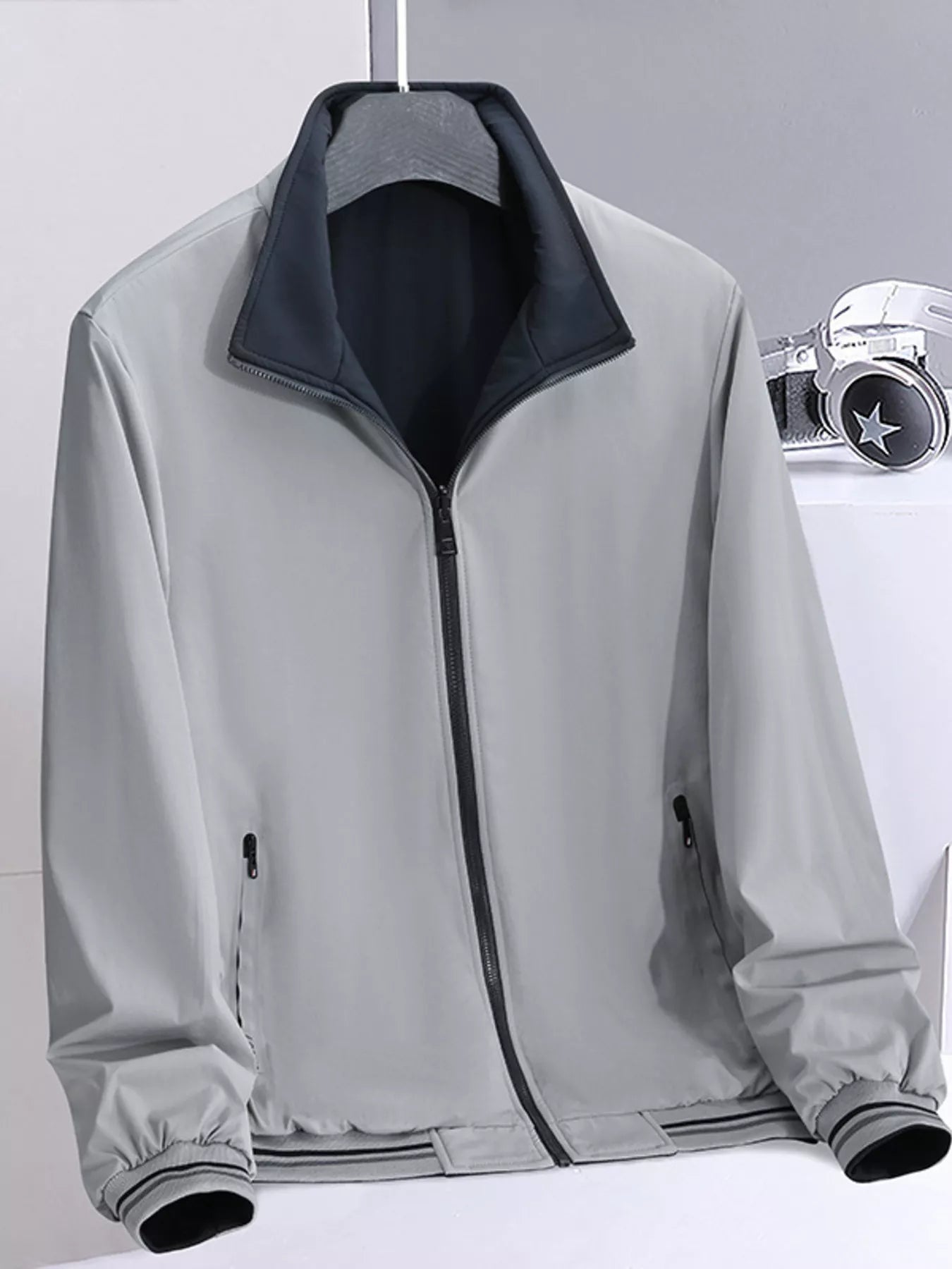 Men's Plus Size Lightweight Casual Zip-Up Jacket