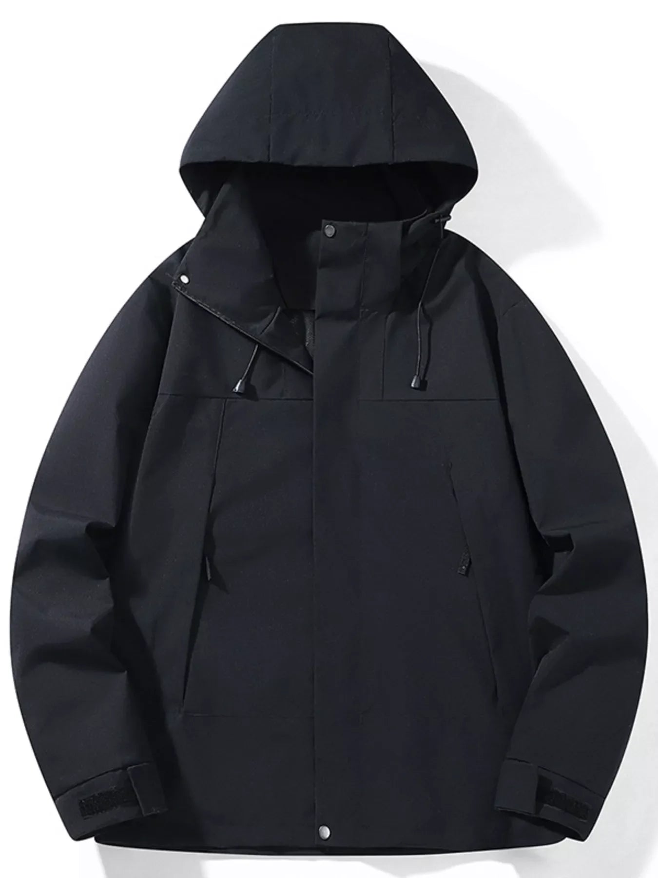 Men's Full Size Color Block Windproof Hooded Jacket Plus Size