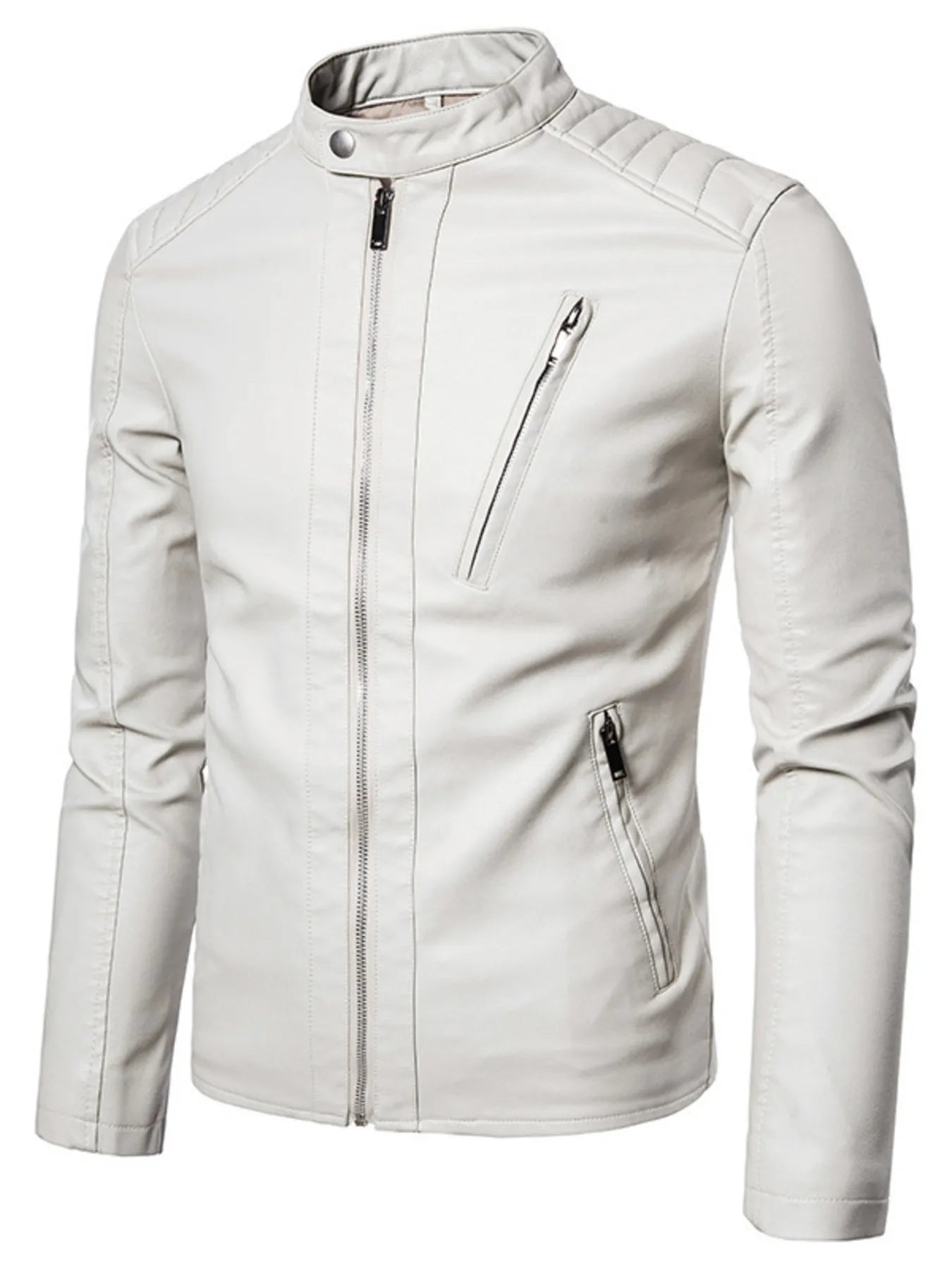 Men's Plus Size Zip Up Leather Moto Jacket