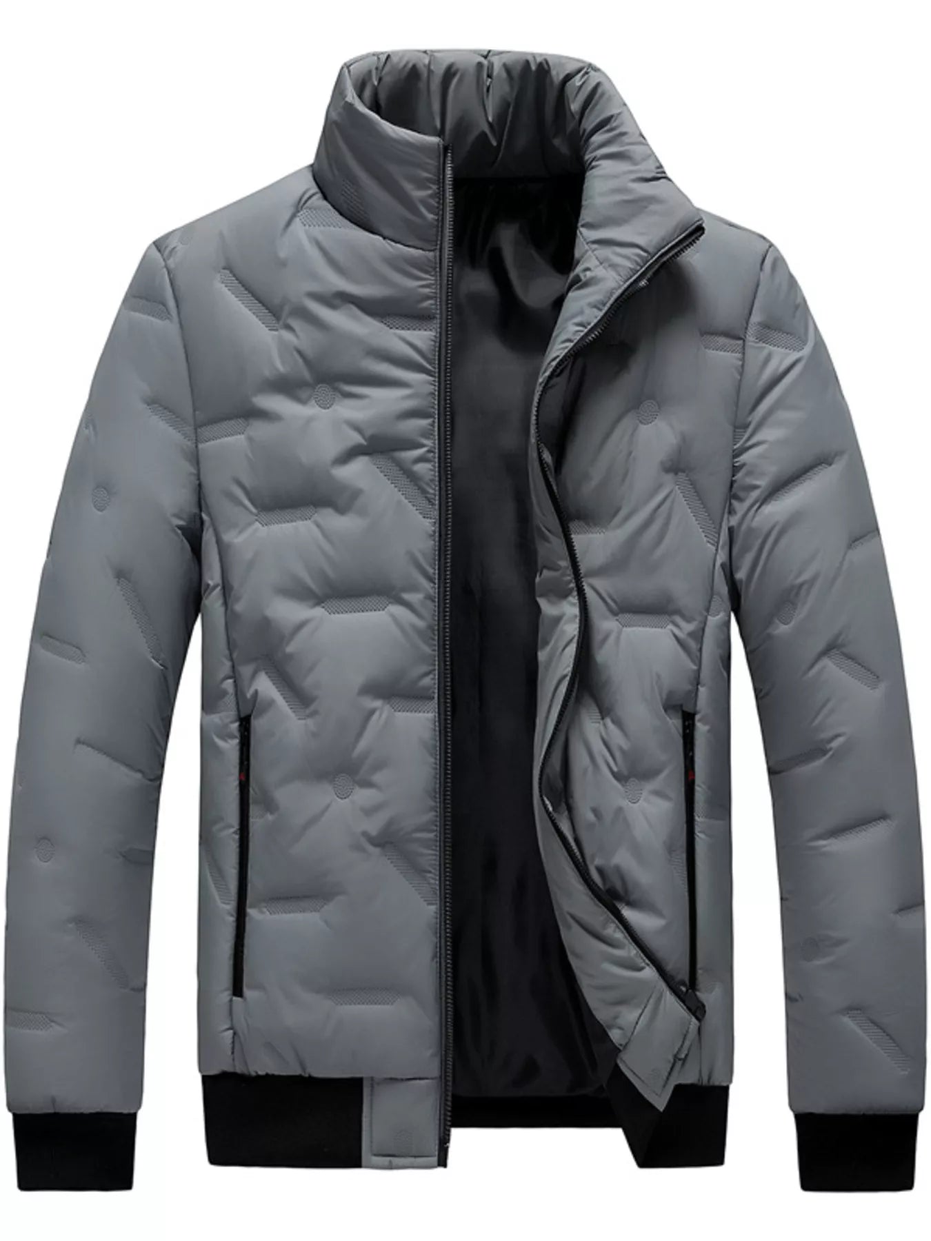 Men's Plus Size Warm Padded Stand Collar Puffer Jacket