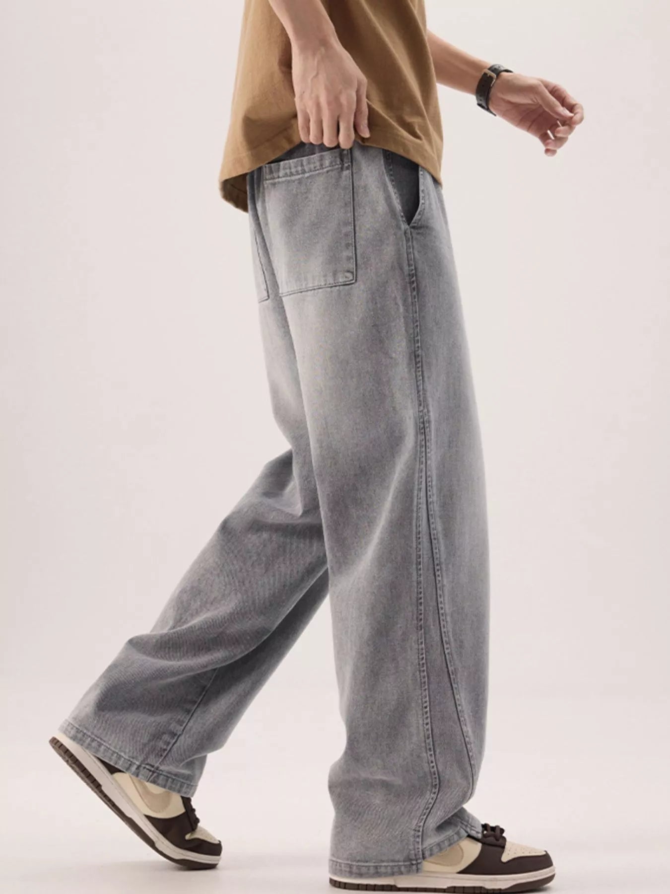 Men's Plus Size Vintage Wash Loose Fit Jeans