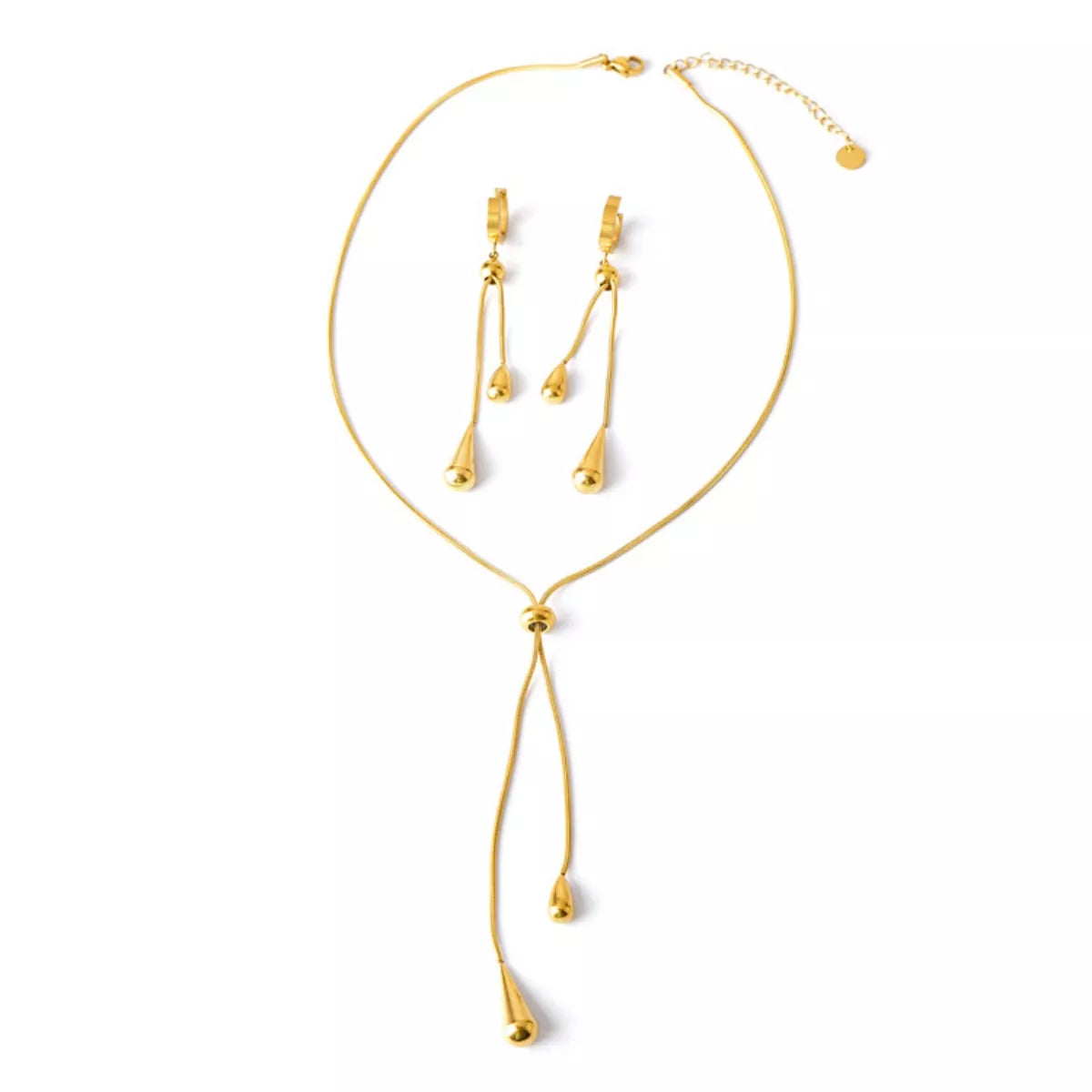 Teardrop Pendant Necklace and Earrings Jewelry Set