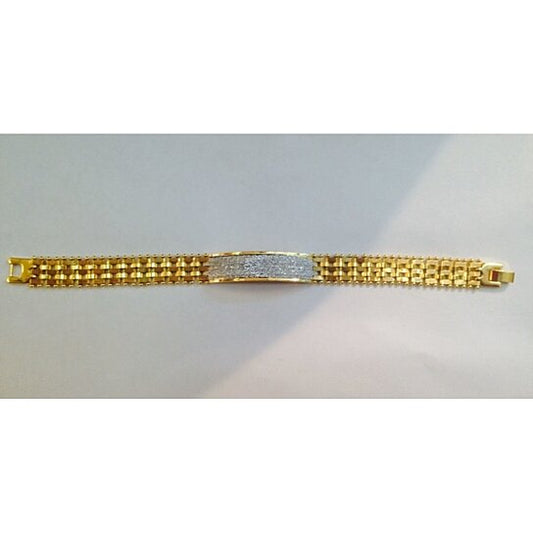 18k Gold Two Tone ID Bracelet