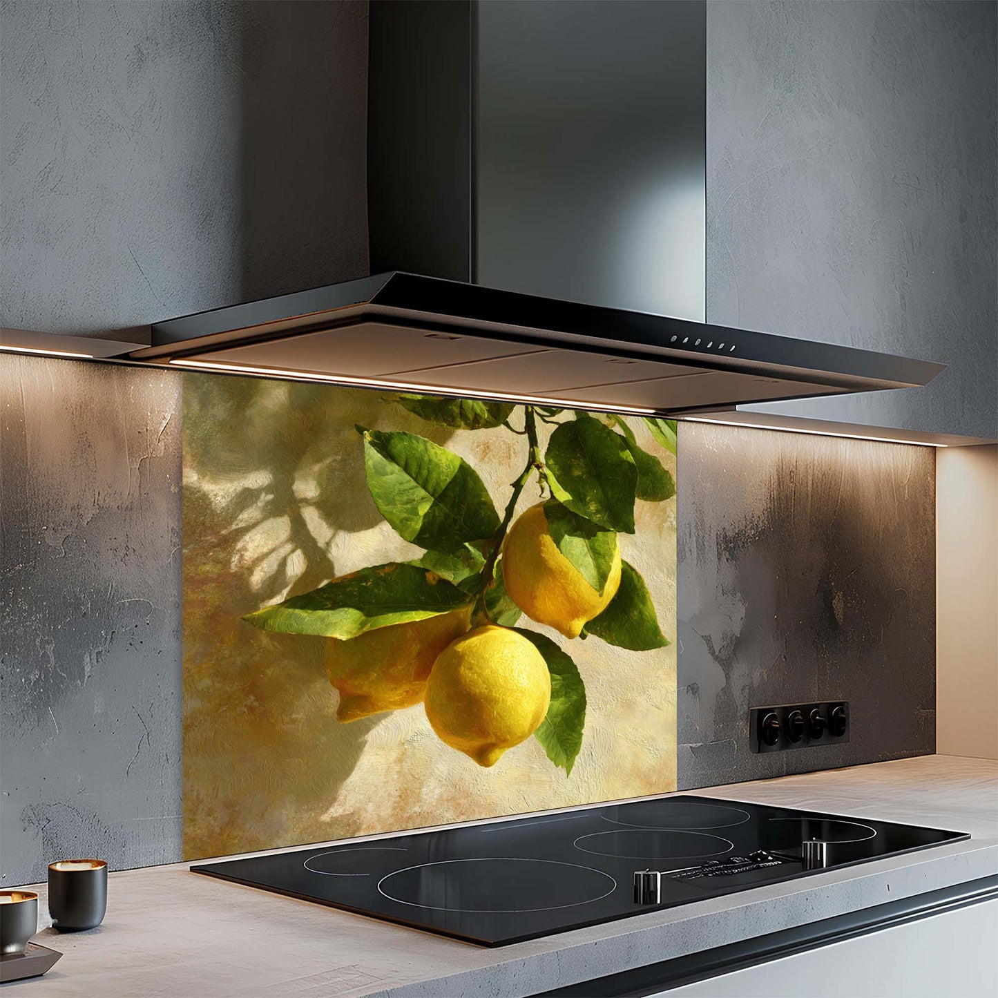 Amalfi Lemons – Tempered Glass Backsplash for Kitchen – Mediterranean Citrus Splashback