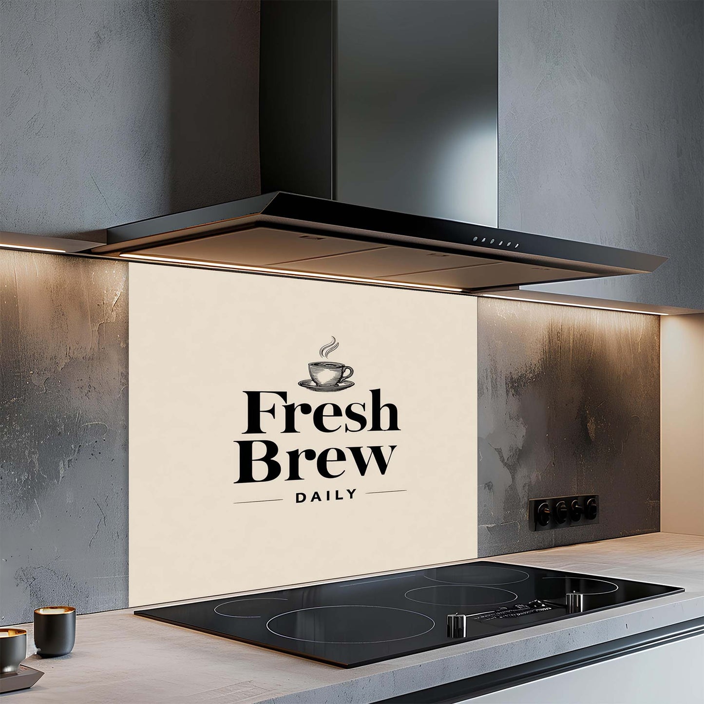 Fresh Brew Daily – Tempered Glass Backsplash for Kitchen – Coffee Lover Splashback