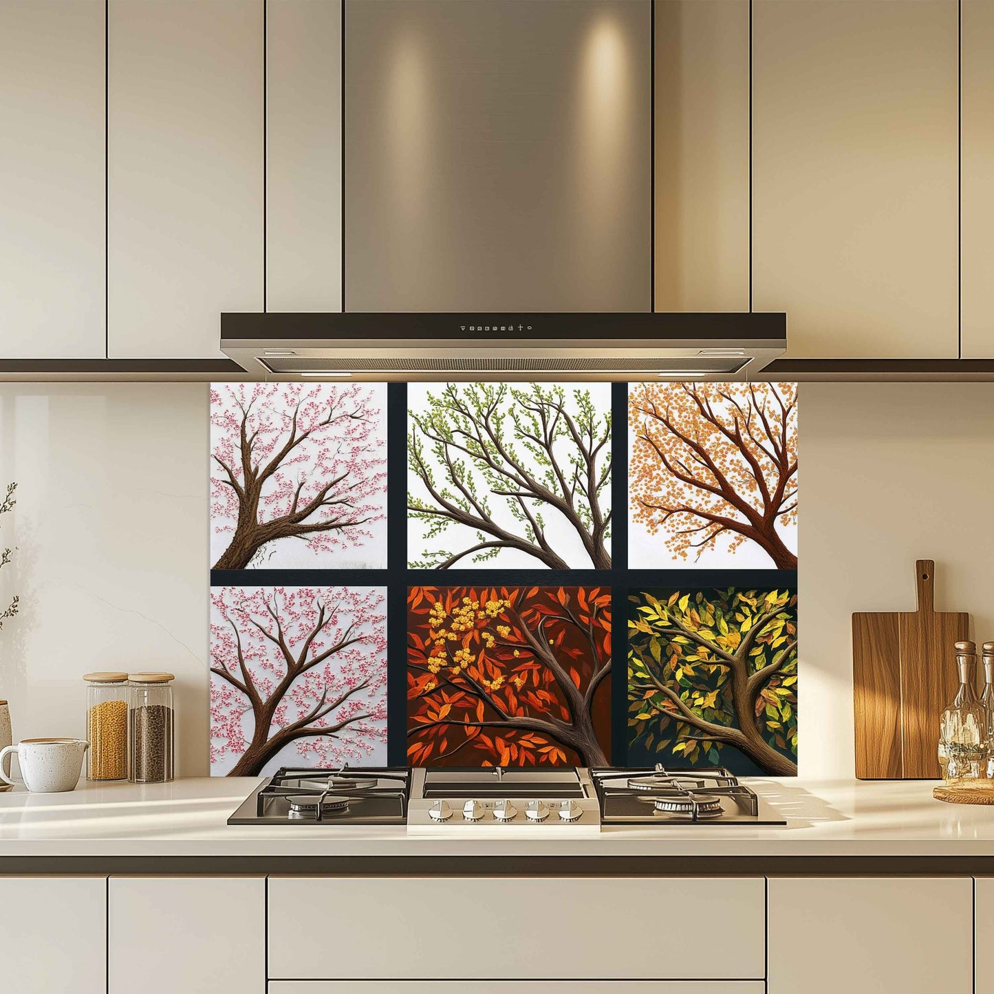 Tempered Glass Backsplash for Kitchen | Tree of Life Seasonal Art