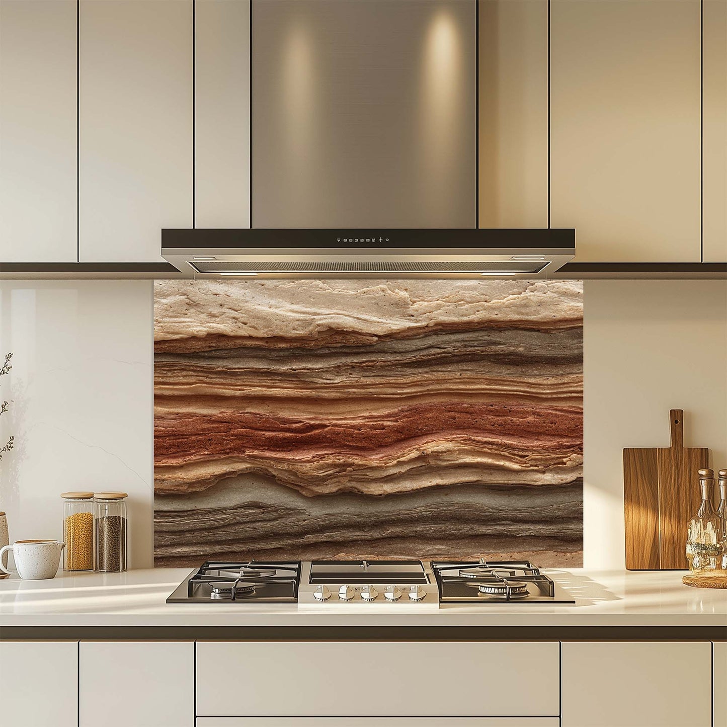 Strata Fusion – Tempered Glass Backsplash for Kitchen | Earth Tone Geology Backsplash