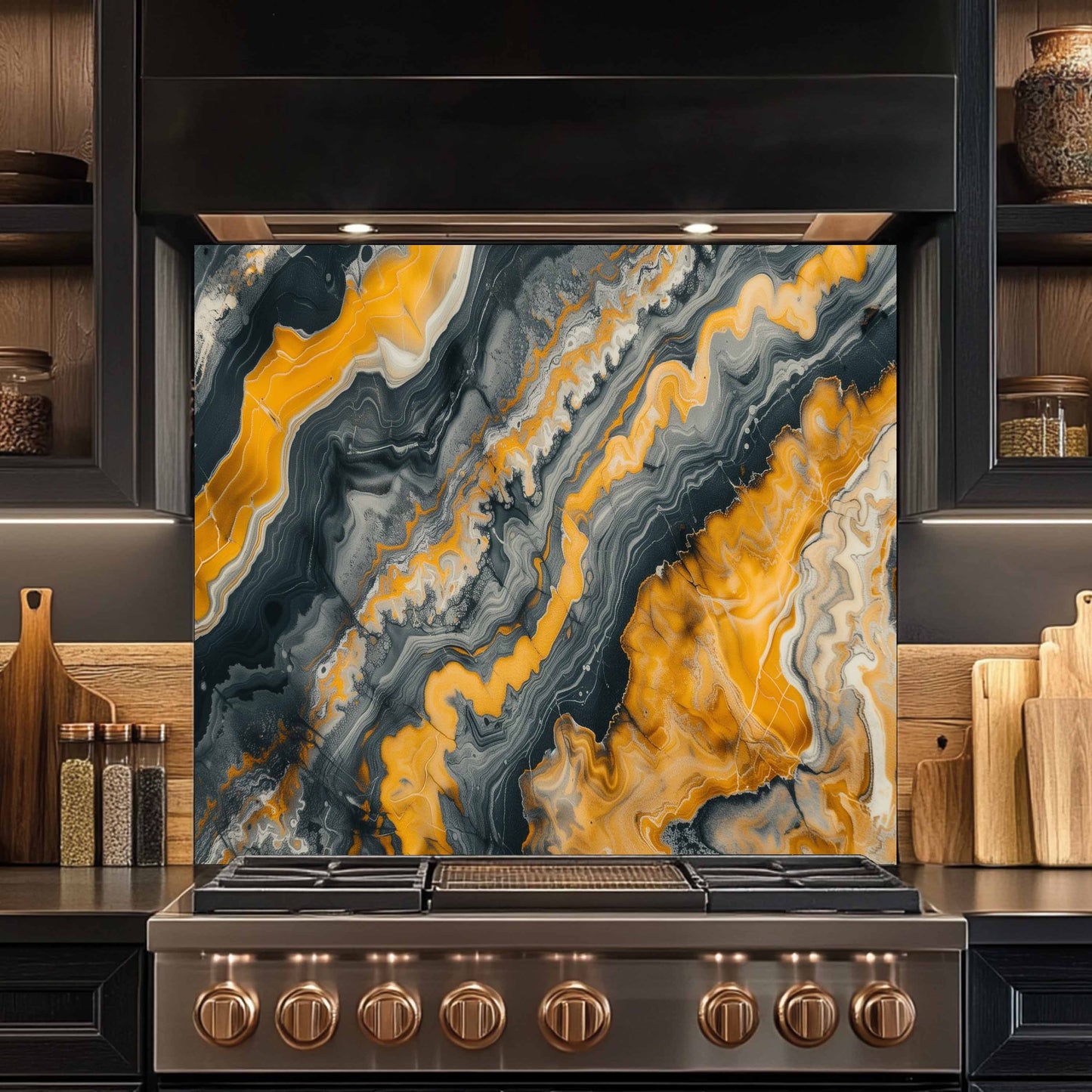 Kitchen Glass Backsplash – Lava Ash