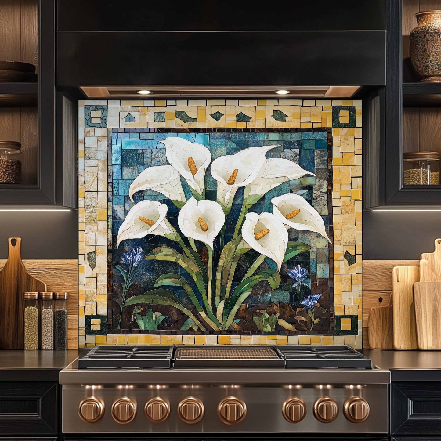 Kitchen Backsplash - Vintage Calla Tempered Glass Splashback