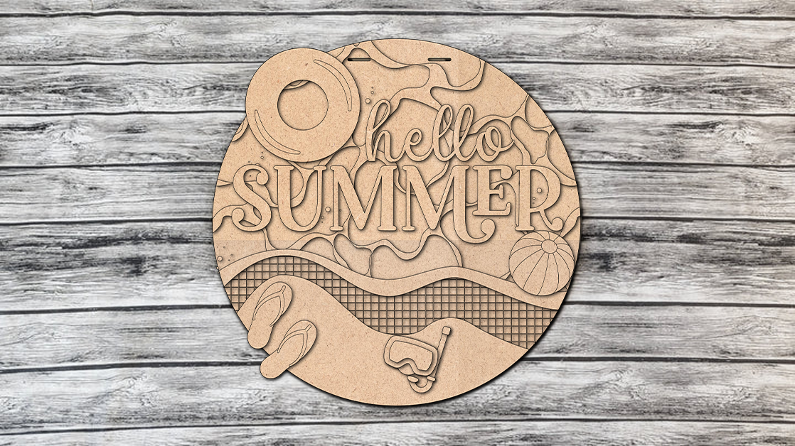 Hello Summer Pool Door Hanger DIY Unfinished Kit