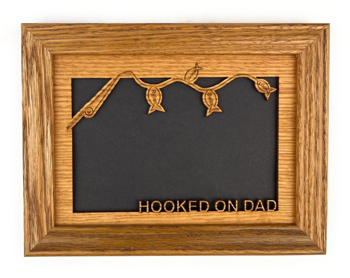 Hooked On Dad Picture Frame - Personalized with Kid's Names