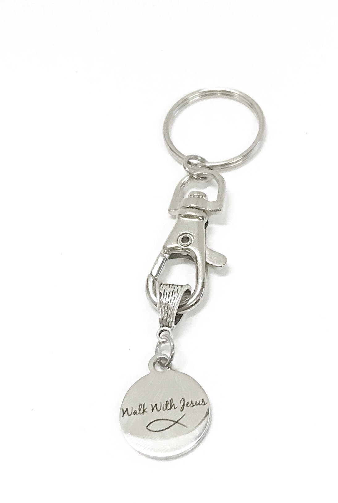 Walk With Jesus Keychain, Christian Gift for Her, New Car Gift For Daughter, Going To College Gift, Baptism Gift, Confirmation Gift of Love
