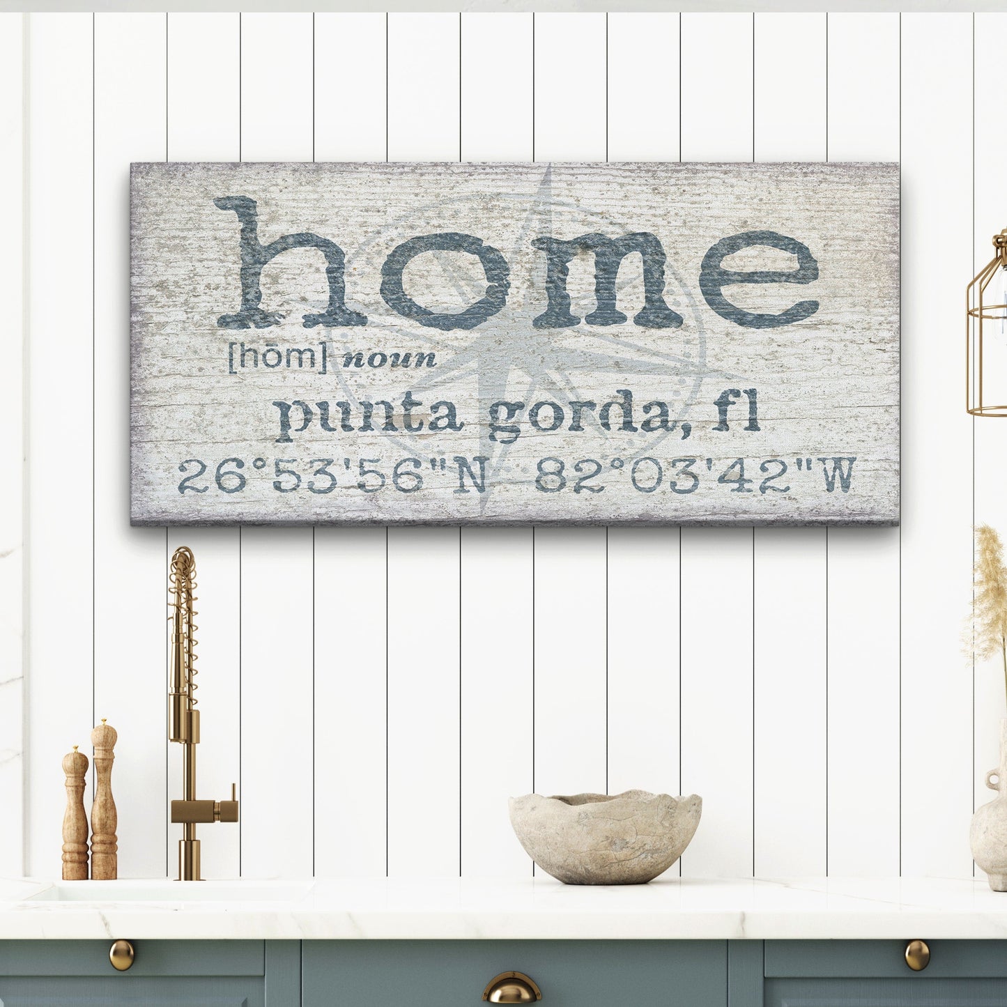 Personalized Home Name Coordinates Canvas Sign