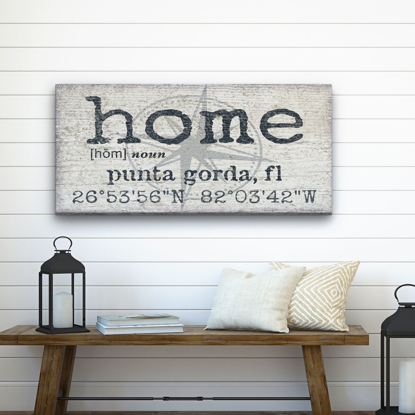 Personalized Home Name Coordinates Canvas Sign