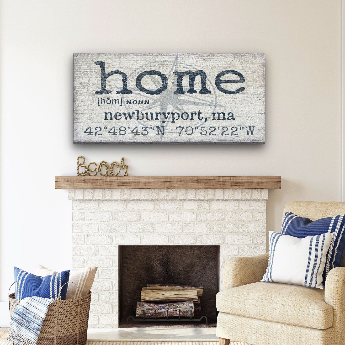 Personalized Home Name Coordinates Canvas Sign