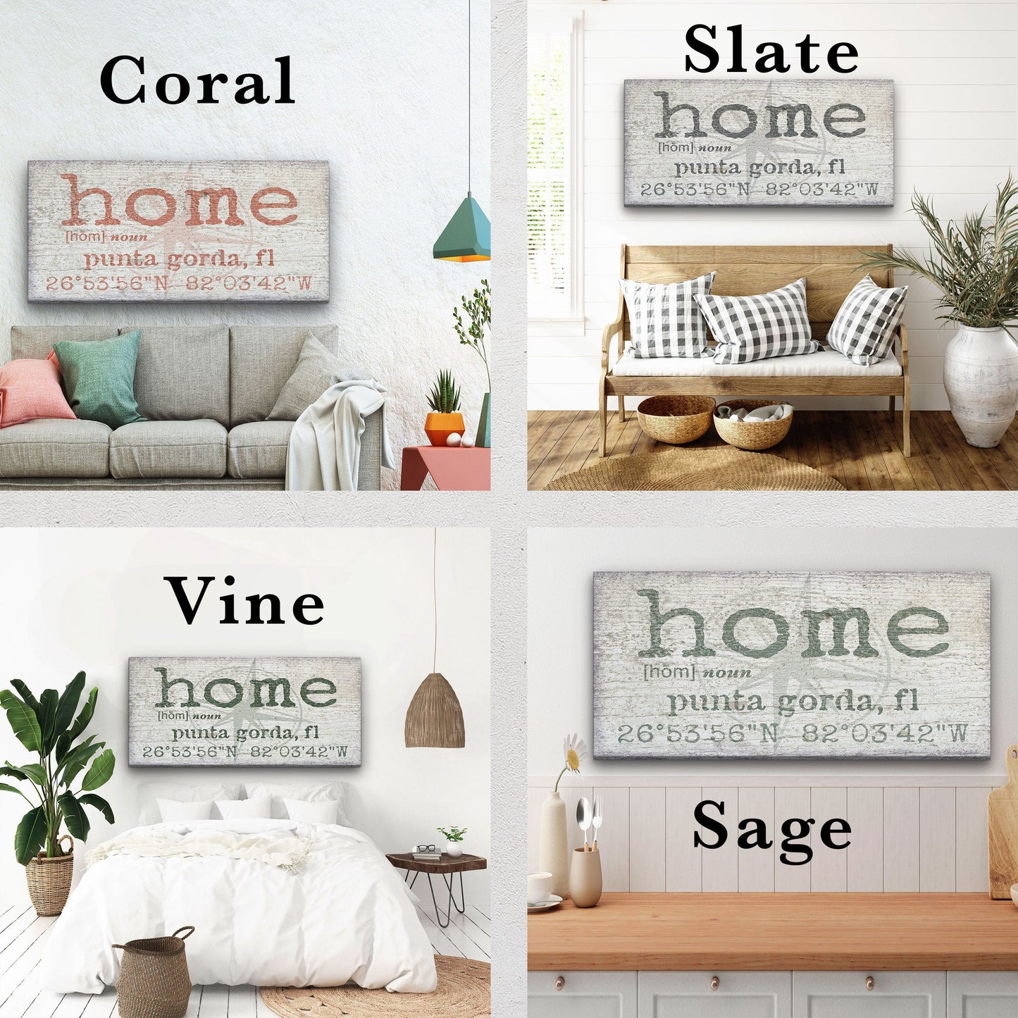 Personalized Home Name Coordinates Canvas Sign