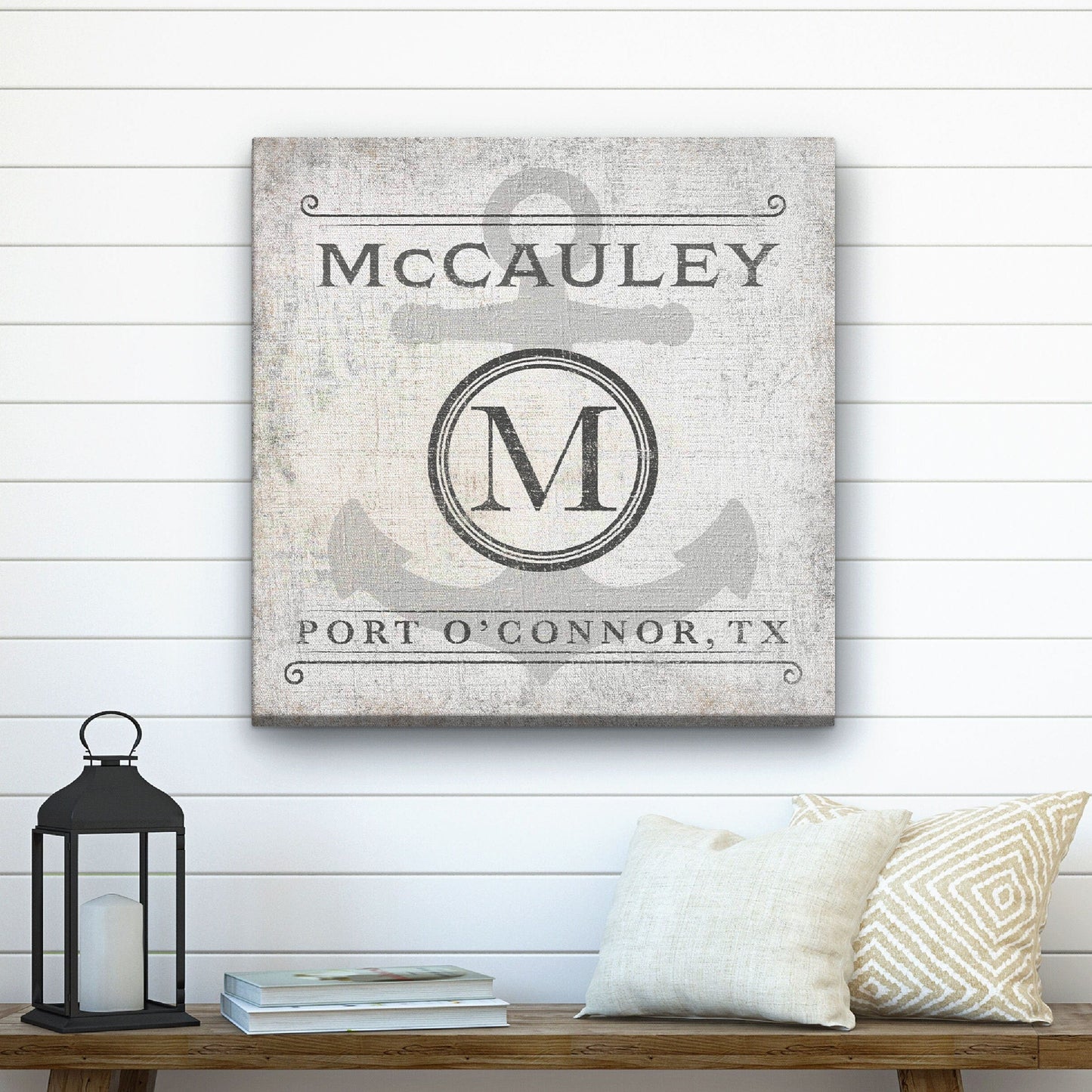 Personalized Family Name & Anchor Monogram Canvas Decor