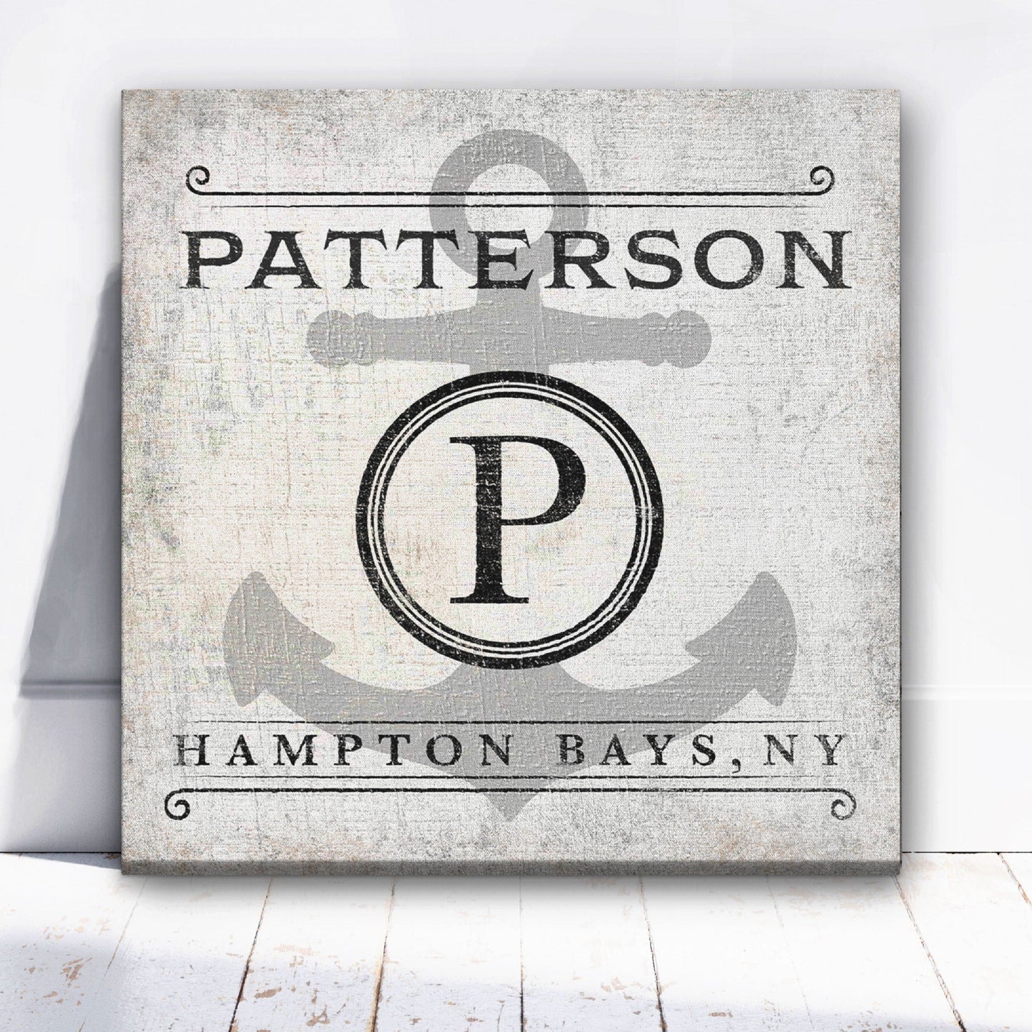 Personalized Family Name & Anchor Monogram Canvas Decor