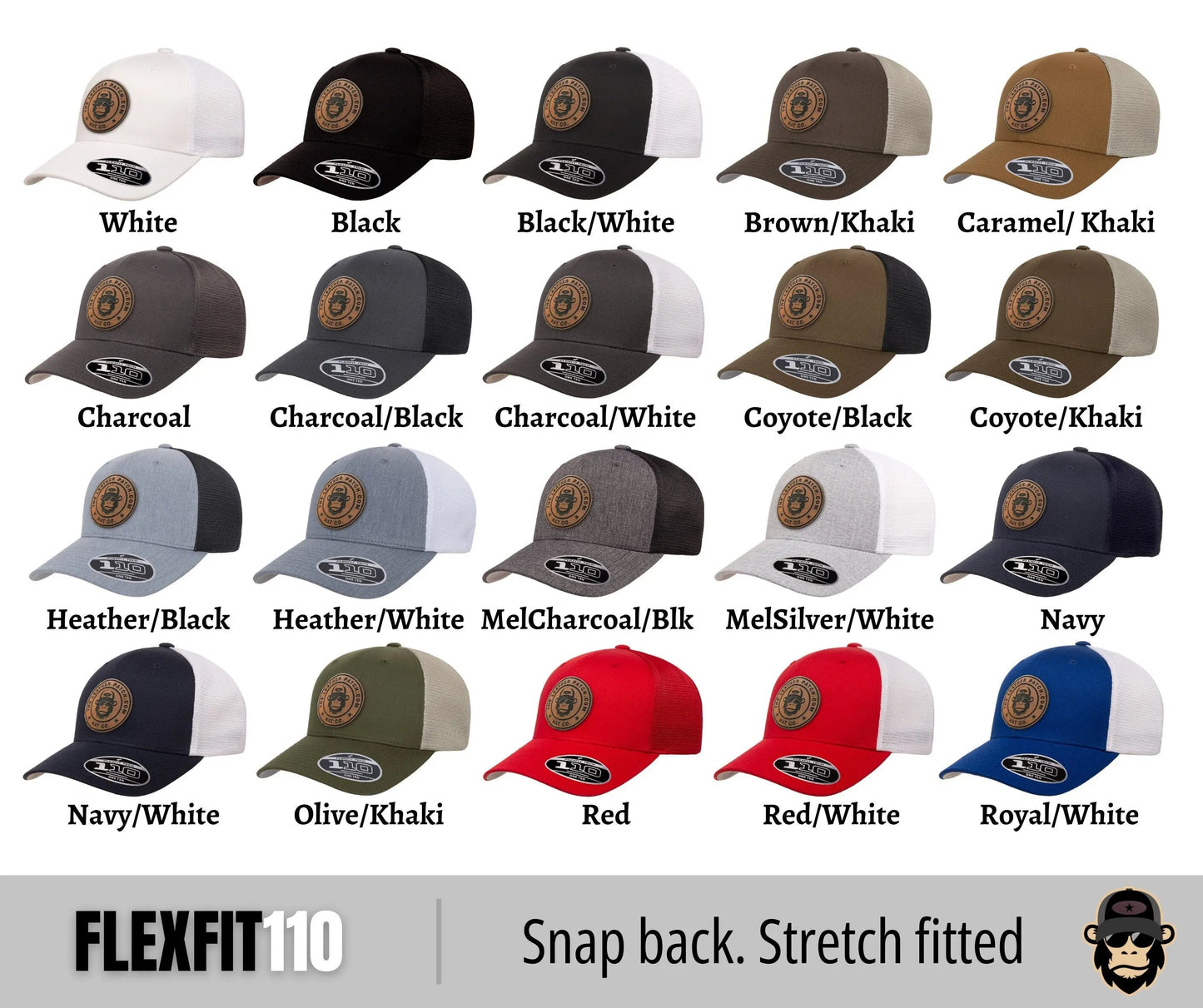 FlexFit 110 Trucker Hat + Leather Patch
