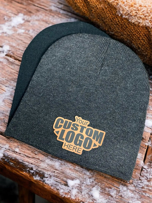 Custom Beanie with Leather Patch