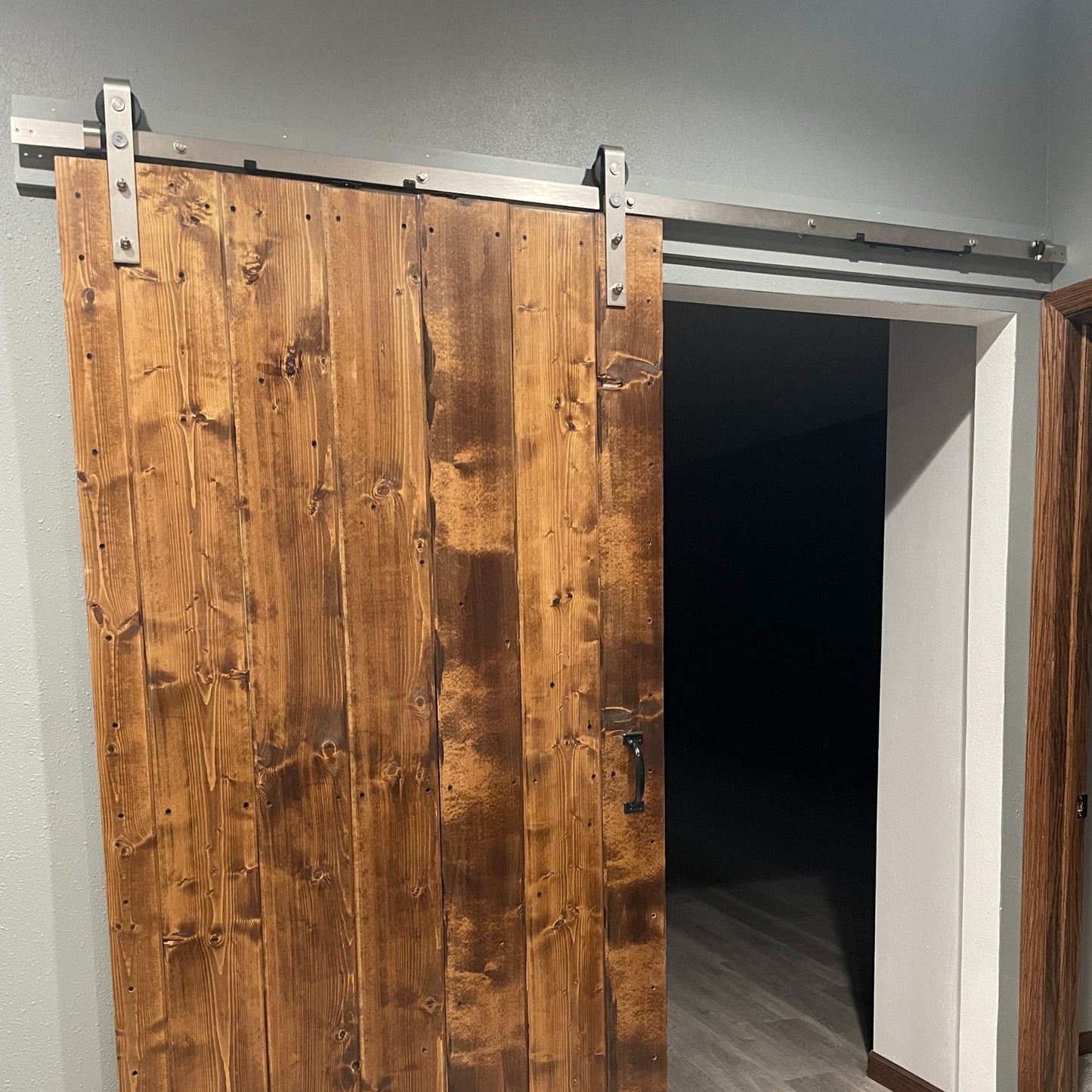 J-Strap Brushed Nickel Single Track Barn Door Hardware Kit