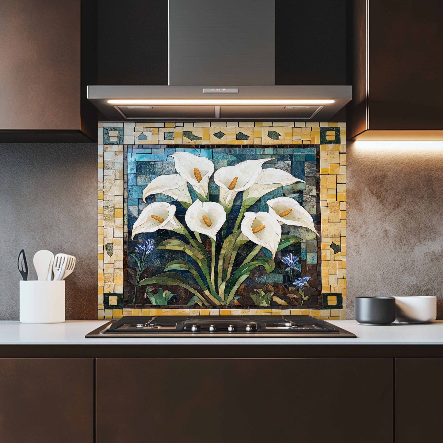 Kitchen Backsplash - Vintage Calla Tempered Glass Splashback