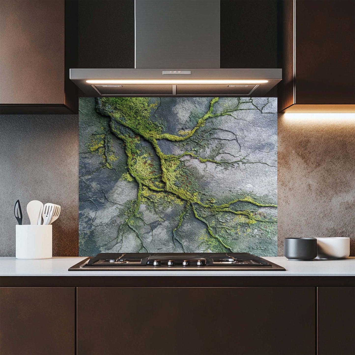 Moss Veins – Tempered Glass Backsplash for Kitchen | Organic Urban Backsplash