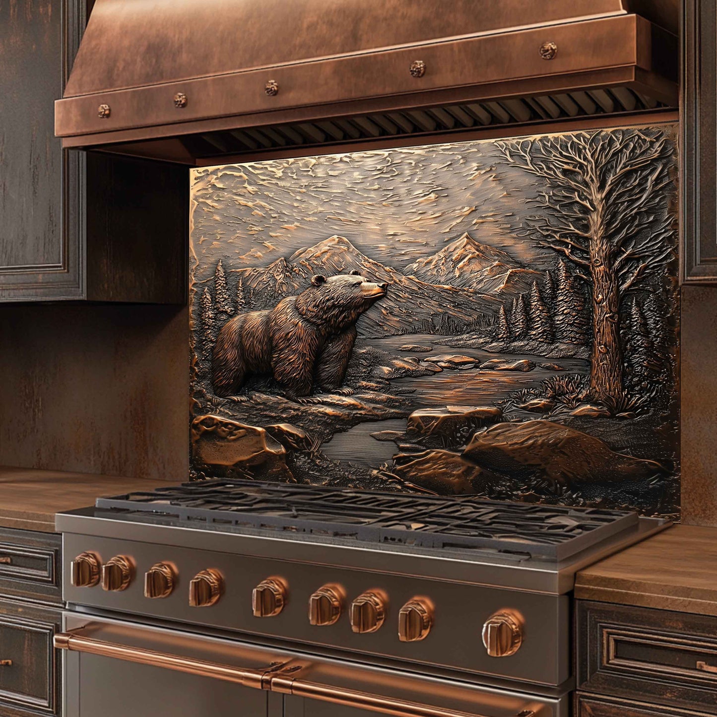 Silent Valley Tempered Glass Backsplash – Bear River Scene Kitchen Splashback
