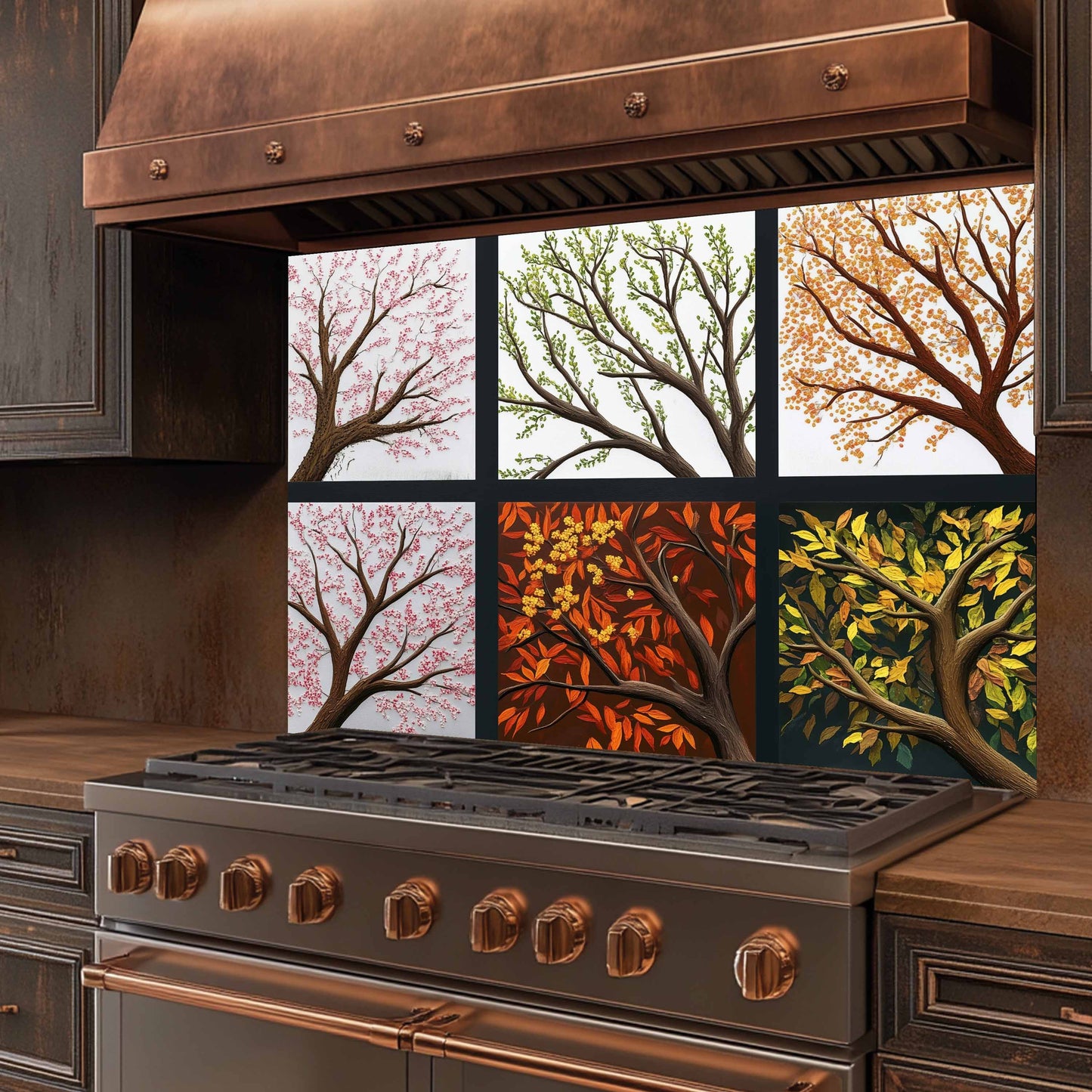 Tempered Glass Backsplash for Kitchen | Tree of Life Seasonal Art